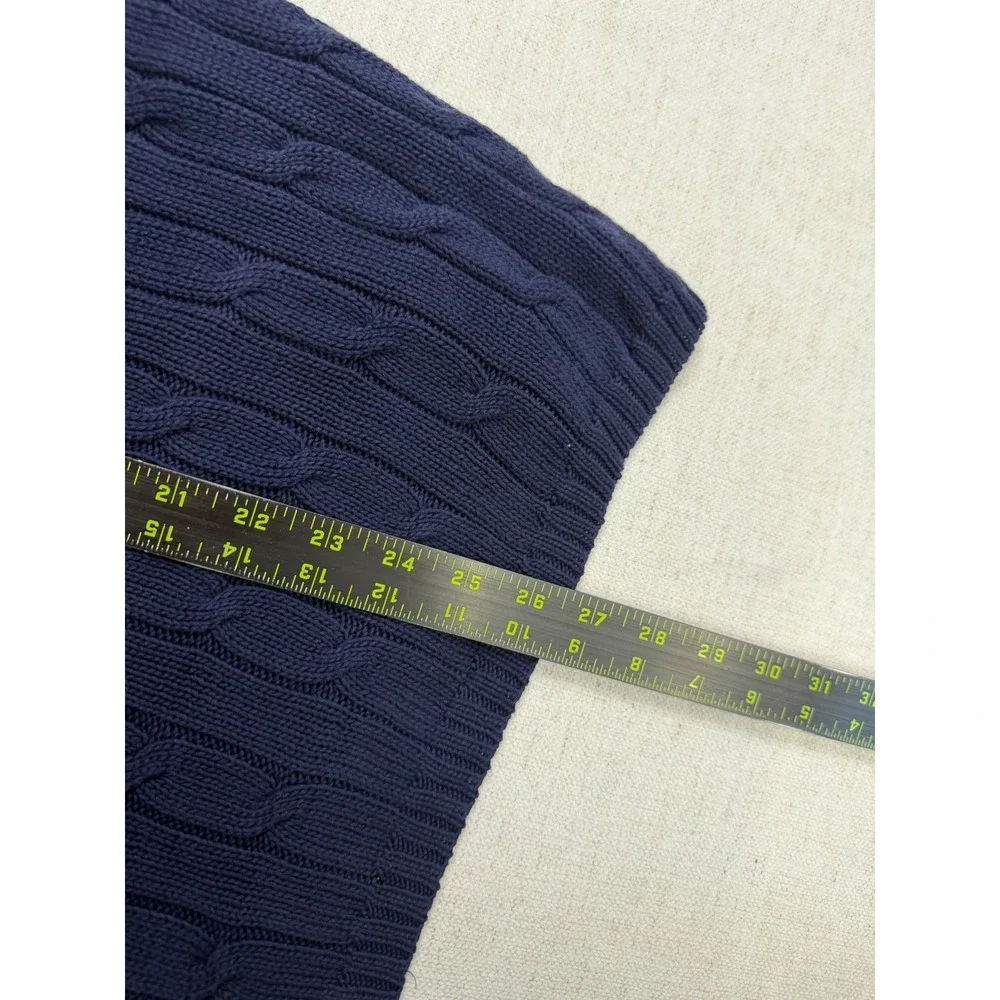 Polo Ralph Lauren Mens XL Navy Blue Pima Cotton Cable Knit V-Neck Sweater